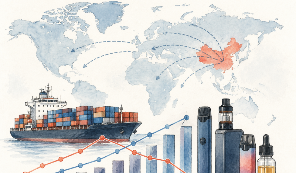 2026年5月中国电子雾化烟出口同比下降10.3%